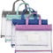 AVLA 4 Pack 34x28cm Student Book Pouches, A4 Mesh Zipper Bag with Handle, File Document Puzzle Bag with Name Card Pocket for Organizing Board Games, School Office Appliances, Convenient to Carry