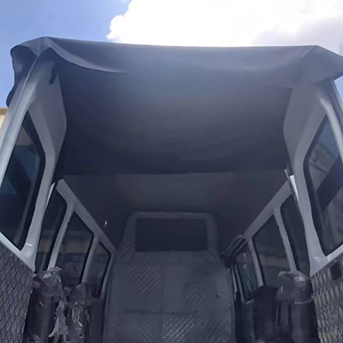 Cubierta Negra para Puerta de Granero Trasera para Ford Transit Custom VW T5 T6 Renault Trafic Fiat Ducato Panel Van, Oxford 600D Impermeable protección UV con Bolsa de Almacenamiento