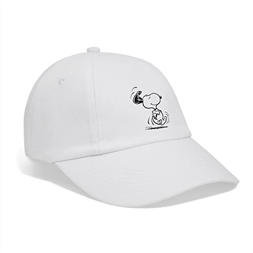 Spreadshirt Peanuts Snoopy Freut Sich Baseballkappe, One Size, Weiß/Weiß