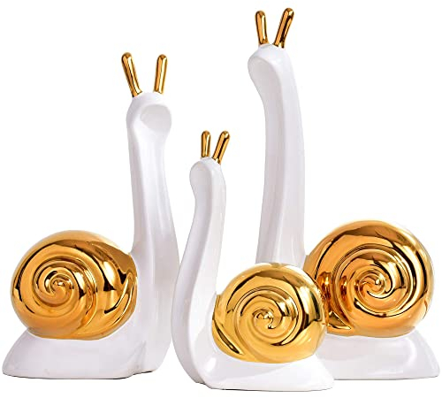 fikujap Skulptur Deko Figuren FüR Wohnzimmer Modern Zum Hinstellen Weiß Wohnung Statue Porzellan Objekt Tisch Fensterbank Regal Minimalistische Familie Home Schnecken Schreibtisch Aesthetic Set 3