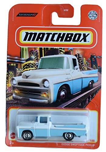 Matchbox Dodge Sweptside Pickup Truck, Blue, 1:64 Scale, 8 L x 3 W x 2 H, Ages 3+, Unisex, Cartoon Theme