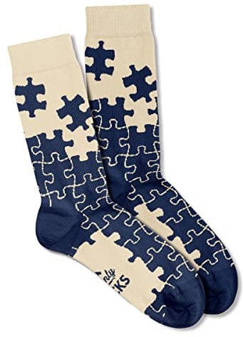 Men's Socks Jigsaw Pattern Design Present Gift Funny Keepsake for Him Casual UK Size 6-11