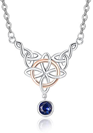 JFASHOP 925 Sterling Silber Keltischer Knoten Ketten viel Glück Dreieinigkeit Irischer Knoten Schmuck Anhänger Halskette für Frauen Mädchen