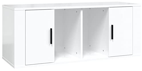 vidaXL TV Schrank Lowboard TV Möbel Tisch Board Sideboard Fernsehtisch Fernsehschrank HiFi-Schrank Wohnzimmer Hochglanz-Weiß 100x35x40cm Holzwerkstoff