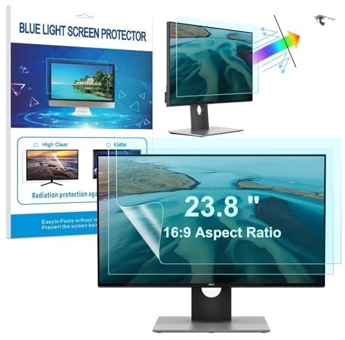 HaruYo 23,8 Pulgadas Ordenador Anti luz Azul Protector de Pantalla, Filtro Anti Deslumbrante Protección para Los Ojos Protector de Pantalla para PC/Monitor (23,8 16:9 527 x 298 mm)