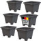 Lot de 6 grands pots de fleurs d'extérieur en plastique, grands, carrés, 38 x 38 x hauteur 28 cm, extra stables, couleur : anthracite