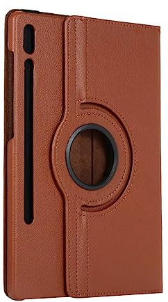 LMFULM® Tablet Étui pour Samsung Galaxy Tab S7 FE SM-T730/T736 (12,4 Pouces) PU Cuir Case Ultra Mince 360° Rotation Housse Protection Cover Flip Coque Marron