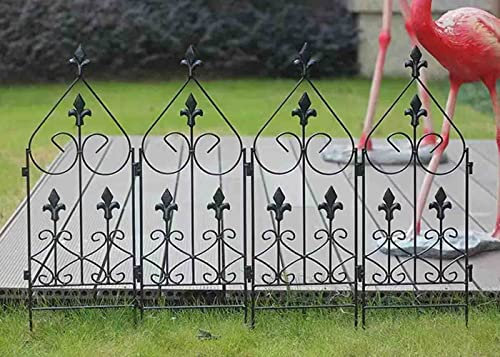 PRUJOY 4er-Pack Kleiner Zaun mit Naht im europäischen Stil, Sichtschutz, Bodenzaunrahmen, für den Innenhof, Kletter-Rattan-Blumenständer (B)