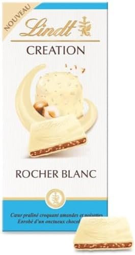 Lindt - Tablette CREATION Blanc Rocher Praliné - Chocolat Blanc, 148g