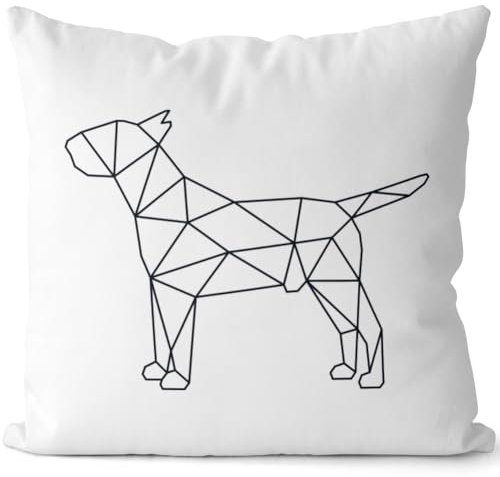 JUNIWORDS Kissen, Bullterrier, Origami-Stil, Weiß-Rosa, 2-farbig (1010141)