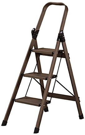 Leiter Trittleitern Aluminiumleitern Leichte tragbare 3-Stufen-Leiter Klappbarer Tritthocker mit Handläufen und 7 Zoll Breiten Pedaltrittleitern Roségold (Leiter B)