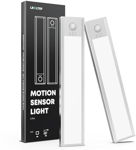 LROLTEF Luz Led Armario Cocina con Sensor de Movimiento Interior - 30CM 2200mAh 6500K Lampara Luces Mueble Recargable sin Cables - Inteligente Lamp Nocturna para Gabinete Escalera Pasillo | 2 Piezas
