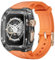 Delidigi Kompatibel mit Apple Watch Armband Series 9/8/7/6/5/4/SE/SE2 45mm 44mm mit Schutzhülle, Robustes Sport TPU Armband mit Durchsichtige Gehäuse für Männer Frauen Orange