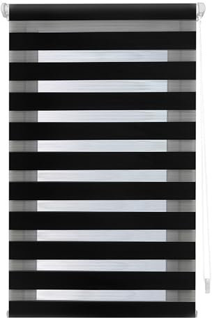 INTERBLIND | Estor Noche y Día - Instalación SIN Herramientas EasyFix 47x180cm - SIN Taladro 44x175cm - Negro