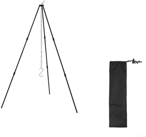 YUANGANG Convenient Folding Camping Bonfire Tripod Portable Triangle Support For Hanging Pot, Suitable For Open Fire Cooking(Small Black)