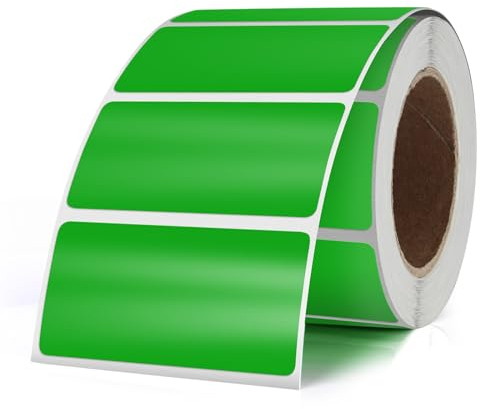YIKIADA 500 Stück Etiketten 25 × 50 mm Selbstklebend Beschriften Aufkleber Vinyl Wasserfest Ablösbar Klebeetiketten Rolle für Marmeladengläser Grün