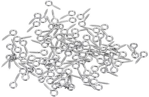 sourcing map 120Pcs Eye Screws, 304 Stainless Steel 12x5mm Small Self Tapping Screw Hooks Ring Mini Eye Pins for DIY Handwork Wooden Clay Pendants Cork Bottles, Silver