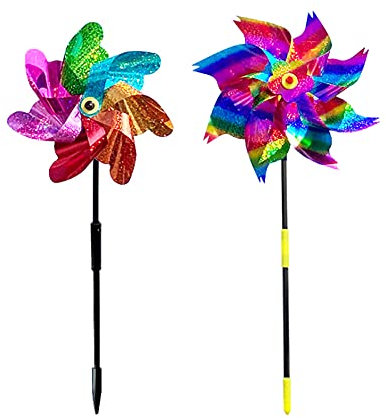 JYCRA Moulins à Vent Réfléchissants, 2/10 Pièces, Moulins à Vent Arc-en-Ciel en Plastique, Moulin à Vent Arc-en-Ciel, Moulin à Vent DIY pour Décoration de Pelouse de Fête de Jardin(#1)
