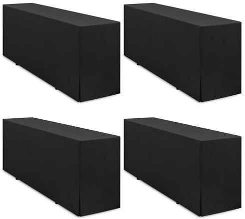 Pesonlook 4er Pack Premium Biertischhusse für Bierzeltgarnitur 220x70cm Blickdicht Schwarz Polyester Biertischdecke Waschbare Tischdecke für Bankett im Freien