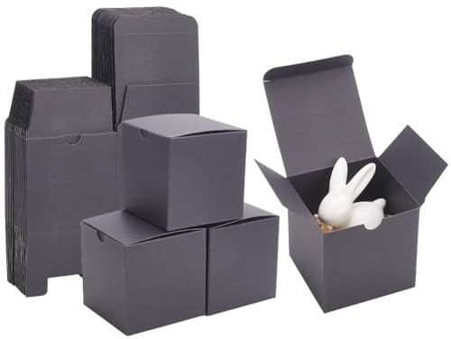 NBEADS 20 Stk. Schwarzes Kraftpapier Geschenkboxen, 8x8x8cm Papier-Würfel-Boxen Faltbare Aufbewahrungsboxen Mini-Karton-Boxen mit Deckel für Hochzeit Party Geburtstag Geschenke