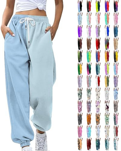 Rpporm Amazon Basics Kleidung Damen, Hose Teenager Mädchen, Damen Jogginghose Zweifarbige Hose Freizeithose Hohe Taille Sporthose Trainingshose Sweatpants Baggy Sweathose Sommerhosen Damen