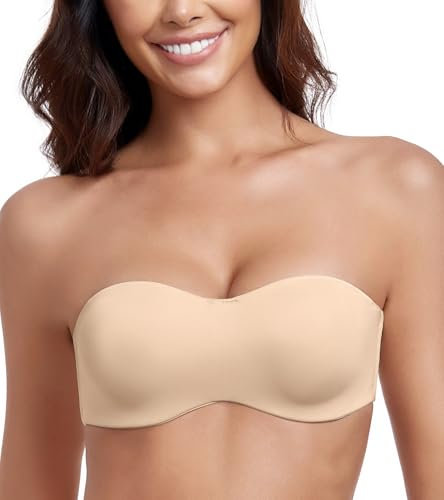 Lemorosy Donna Reggiseno a Fascia Non Imbottito Senza Spalline per Magliette di Grandi Dimensioni(Beige,3C)