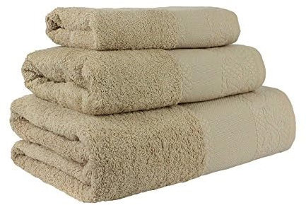 ENERGY COLORS TEXTIL-HOGAR Juego de Toallas de baño 3 Piezas 100% algodón, Toallas Ligeras y absorbentes. (Camel)