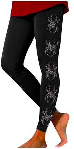 Amxleh Leggings für Damen Halloween Leggings Comic Damen Yoga Fitness Hosen Damen Drucken Sporthose, Leggings für Party Jogginghose Damen Bunte Skull Schädel Bedruckt Leggings Sanft Elastische Hosen
