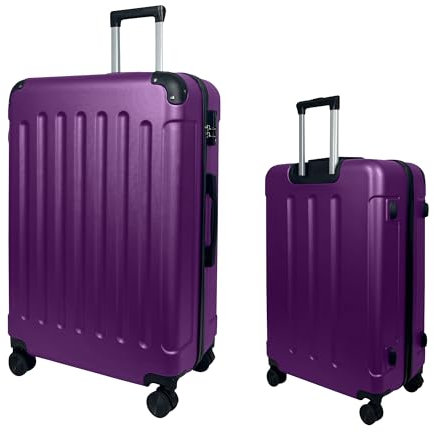 MY TRAVEL BAG Hartschalen-Koffer Reisekoffer ABS Koffer (Handgepäck-Mittel-Groß-Set) 4 Doppel-Rollen Trolley (Violet, Mittlerer Koffer (65cm))