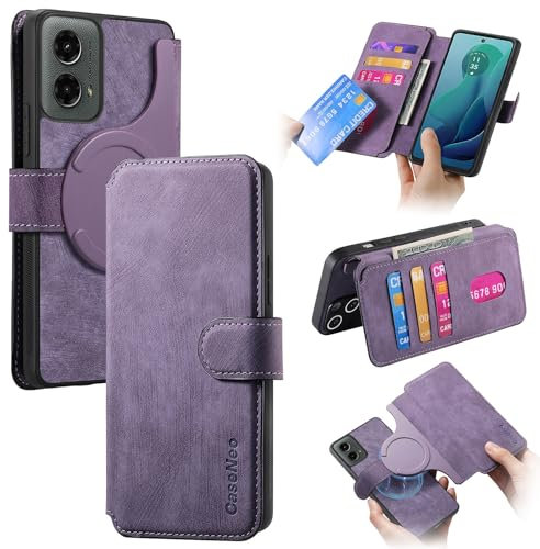 Étui à rabat pour smartphone Étui portefeuille compatible avec Motorola Moto G 5G 2024 avec porte-cartes Compatible with femmes et hommes, étui de téléphone à rabat magnétique en cuir PU, étui de télé