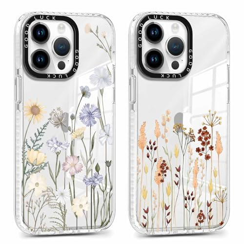 Xylota 2 Stück Transparent Handyhülle für iPhone 11 Pro 5,8 Hülle, Durchsichtig Case Muster Aesthetic Blumen Mädchen Frauen Schutzhülle, Weich Silikon TPU Bumper Stoßfeste Cover für iPhone 11 Pro,21