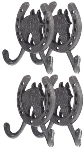 IMIKEYA 4piezas Gancho De Pared De Hierro Fundido Forma De Herradura Para Colgar Ropa Y Accesorios Estilo Vintage Carga Pesada Para Cocinas Y Baños