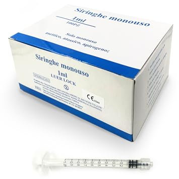 Einwegspritzen 1 ml (100 Stück), steril, ungiftig, latexfrei, Luer-Lock-Kegel