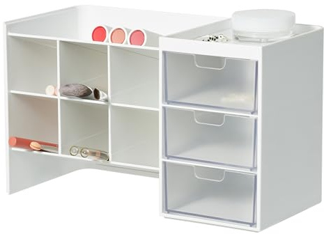 BLUE GINKGO Hive Stack Desk Organizer – Stapelbarer Stiftehalter, Schreibtischorganizer mit Schubladen – Büroaufbewahrung, Schulbedarf, Make-up (Hergestellt in Korea, Weiß Transparent)