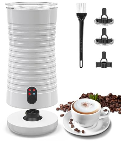 Morpilot Milk Frother, 4 in 1 Electric Milk Frothers, Hot & Cold Milk Foamer, 240ml, 400w, Strix Temperature Controls, Silent Operation, for Coffee, Cappuccino, White