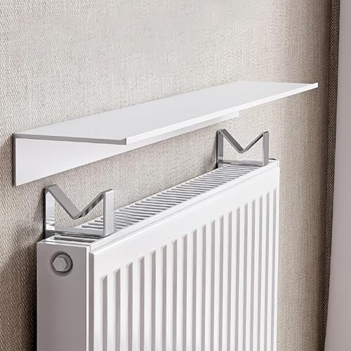 PLOTSAGE Radiator Shelf, Radiator Covers for Cast Iron Radiators, Heater Cover Dust-Proof, Vented Steam Decorative, for Living Room, Office,White,40cm