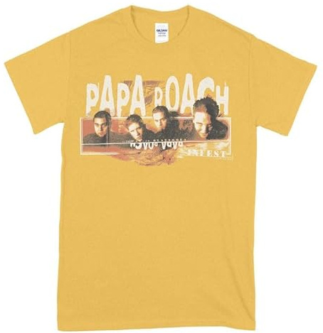 Papa Roach Heads Männer T-Shirt gelb L 100% Baumwolle Band-Merch, Bands