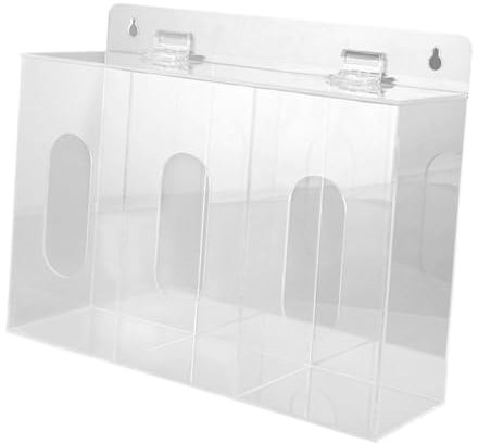Fenteer Acrylic Gloves Dispenser Holder Transparent Station Rack Box Wall Mount for Beard Covers Hairnets Lab Restaurant, 3 Grids