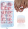 120 Pezzi Unghie Finte Piedi, Gradient Toenails Fake Feet Toe Nails Full Cover Foot Press on Piedi, 12 Misure (Nude Gradient Pink)
