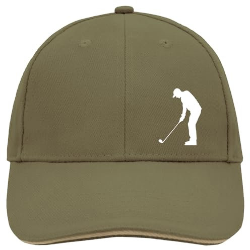 Huuraa Basecap Golf Silhouette Geschenk Olive/Beige Golf Accessoire