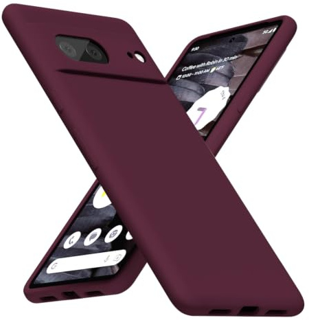 LoeoeL for Google Pixel 7A Phone Case Silicone, Minimalist Ultra Thin Slim Soft Rubber Solid Color Simple Cute Case for Girls, Aesthetic Girly Plain Jelly Gel &Camera Cover, Burgundy Maroon