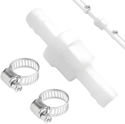 Rückschlagventil 10mm Mit 2 Schlauchschellen,Kunststoff Rückflussverhinderer,Kunststoff Inline Rückschlagventil,Rückflussverhinderer Für Waschmaschinen Trockner,Für Wasser Flüssigluft Kraftstoff Gas