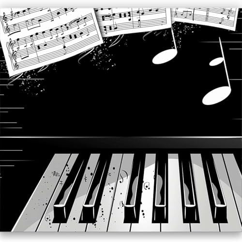Buohwiwe Mural Wallpaper Music Notes, 3D Panoramic Photo Wallpaper Black Sheet Music Non-Woven Murals 200x140 cm Art Print Wall Mural Bedrooms Living Room Modern Design Poster Picture q.4112