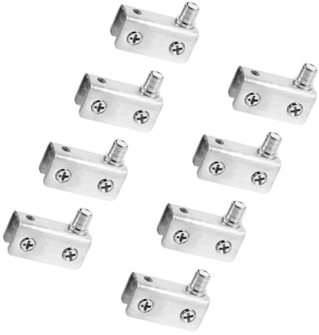 Toddmomy 8pcs Stainless Steel Double Head Door Hinges for Glass Panels Front Pivot Swinging Glass Door Hardware for Cabinets Home Office