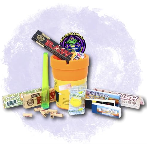 Ashtray Butt Bucket Bundle – Odour Containing Ashtray, Papers, Tips, Storage & Sweets | Smell Control Ashtray Set BIG SMOKE Bundle