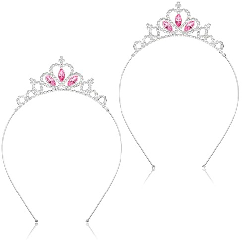 SULIKJHUI 2 Stück Prinzessin Krone mit Strass, Krone Mädchen Prinzessin Kostüm Damen Diadem für Mädchen Hochzeit Geburtstag Party