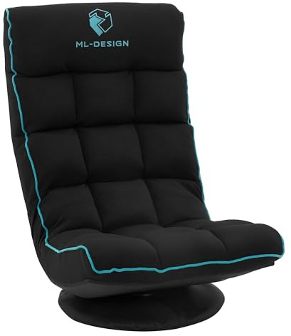 ML-Design Gaming Bodenstuhl Schwarz-Türkis, Ergonomischer Gaming Sessel, 360° drehbar & verstellbar, Klappbarer Boden Gamer Stuhl mit Kopfstütze, Bodensessel gepolstert, Relax Bodensofa Lounge Sessel