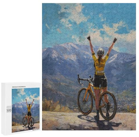 Cyclist Celebrating Victory Landscape Puzzle 1000 Teile Schwer Puzzle Spielzeug Lernspiel Impossible Herausforderungsspielzeug Für Erwachsene Kinder 500 PCS