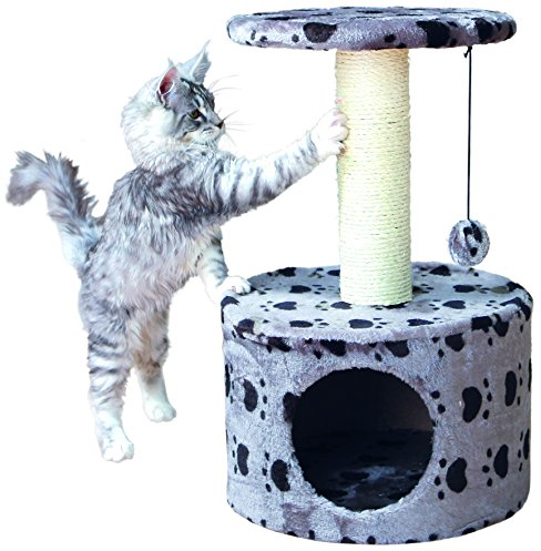 TRIXIE Kratzbaum Toledo 61cm in grau – kleiner Katzenbaum für junge & kleine Katzen mit gemütlicher Liegefläche, komfortabel & stabil – 43705