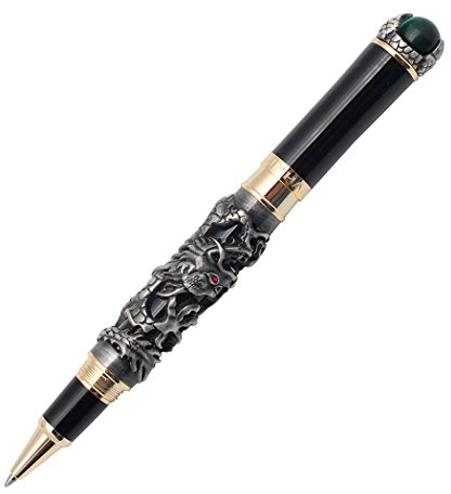 Gullor Retro Kultur Jinhao Tintenroller Silber Drachenk?nig Spiel Perle Muster Stift